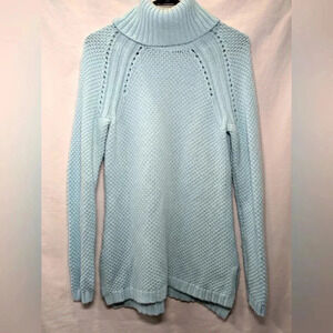 Talbots chunky knit women's blue cowl neck sweater size S